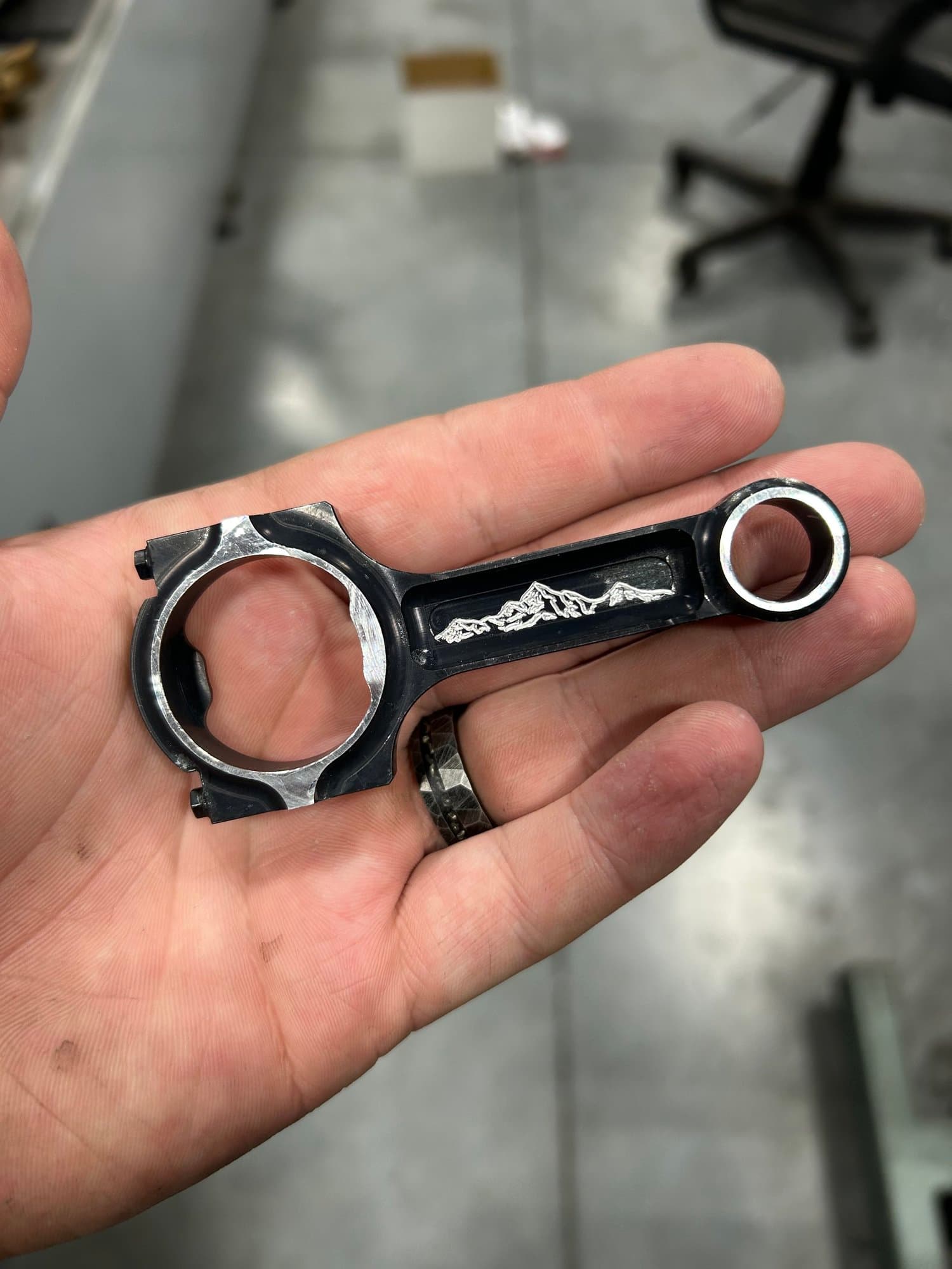 Mountain and Stars and Stripes engraved billet aluminum bottle opener